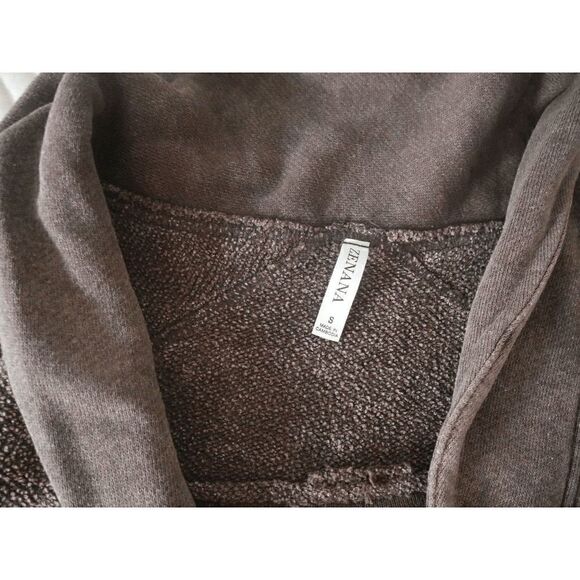 Brown French Terry V-Neck Button-Up Hi-Low Pocket Jacket - Picture 8 of 12